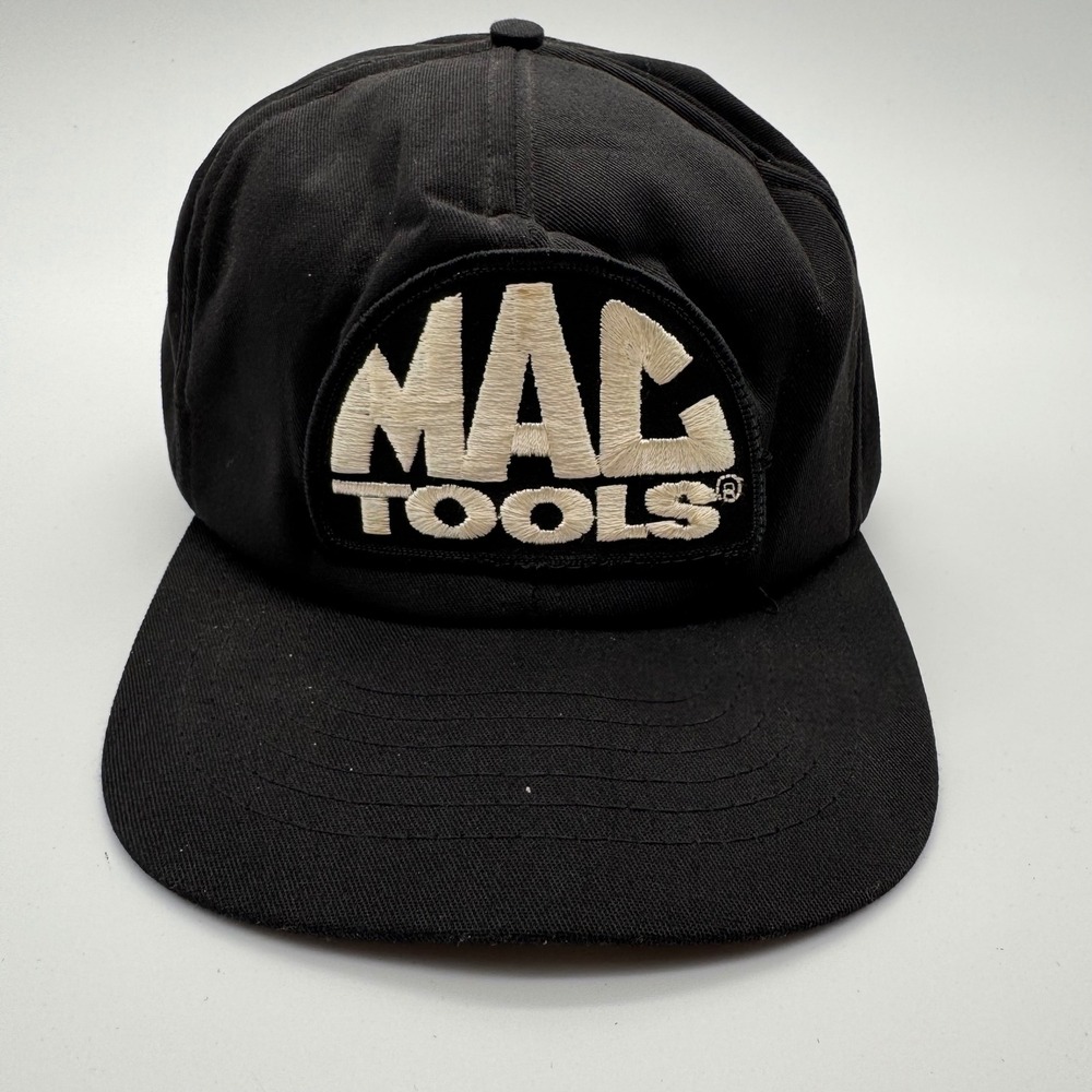 Vintage Mac Tools Snapback Hat Black Embroidered Patch Trucker Cap Mechanic